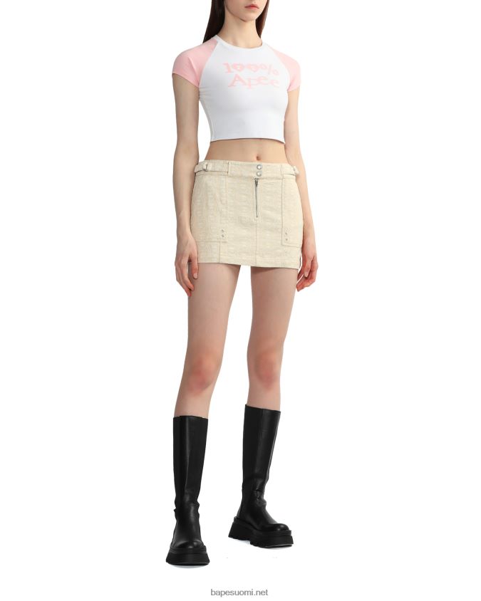 valkoinen naiset A Bathing Ape graafinen crop raglan t-paita 8HT2D8836