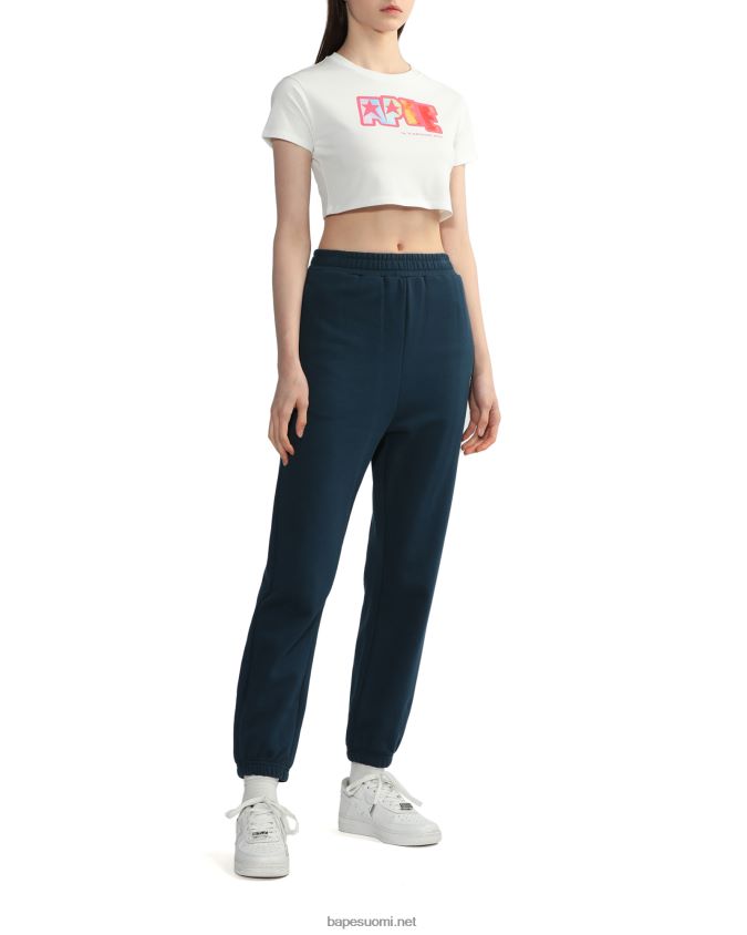 valkoinen naiset A Bathing Ape logopainattu crop T-paita 8HT2D8799