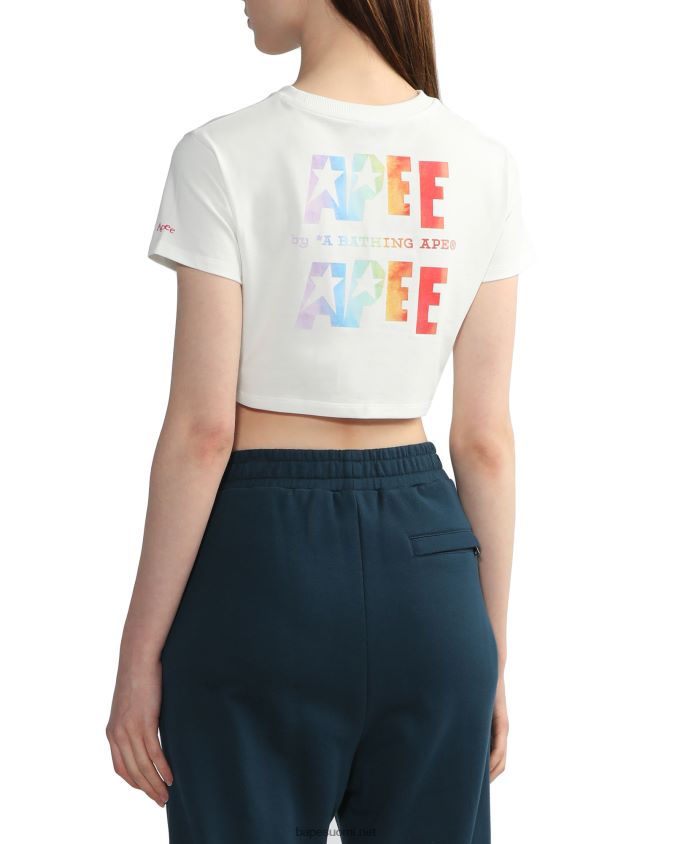 valkoinen naiset A Bathing Ape logopainattu crop T-paita 8HT2D8799