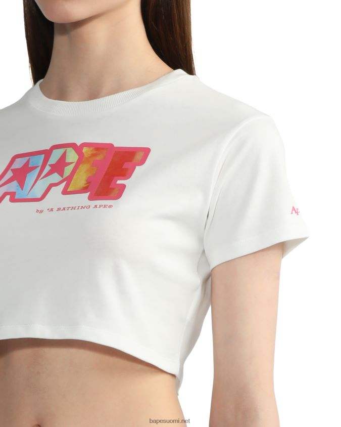 valkoinen naiset A Bathing Ape logopainattu crop T-paita 8HT2D8799