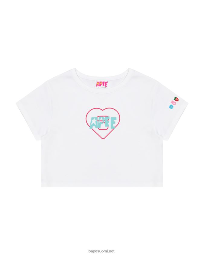 valkoinen naiset A Bathing Ape logopainattu ohut T-paita 8HT2D81058