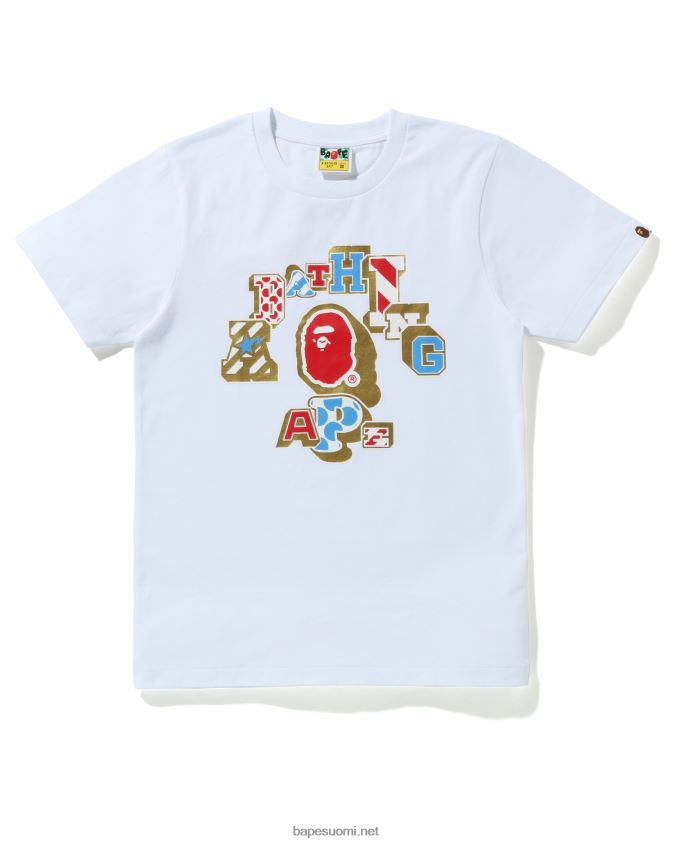 valkoinen naiset A Bathing Ape sekoitus paikkattu college-t-paita 8HT2D81010