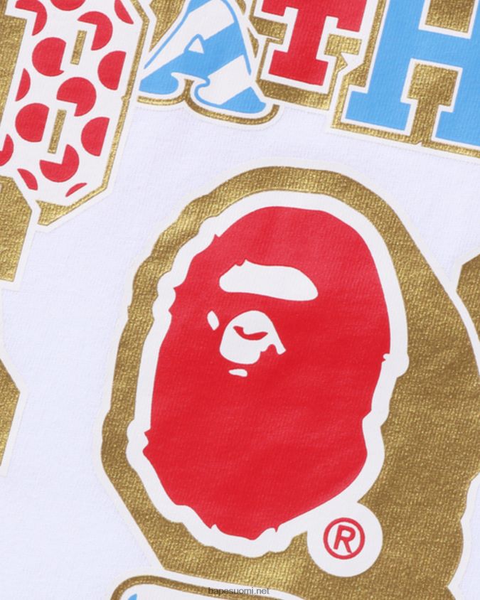 valkoinen naiset A Bathing Ape sekoitus paikkattu college-t-paita 8HT2D81010