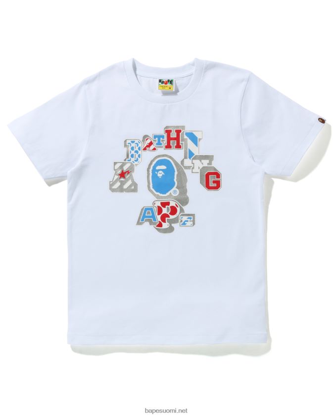valkoinen naiset A Bathing Ape sekoitus paikkattu college-t-paita 8HT2D81011