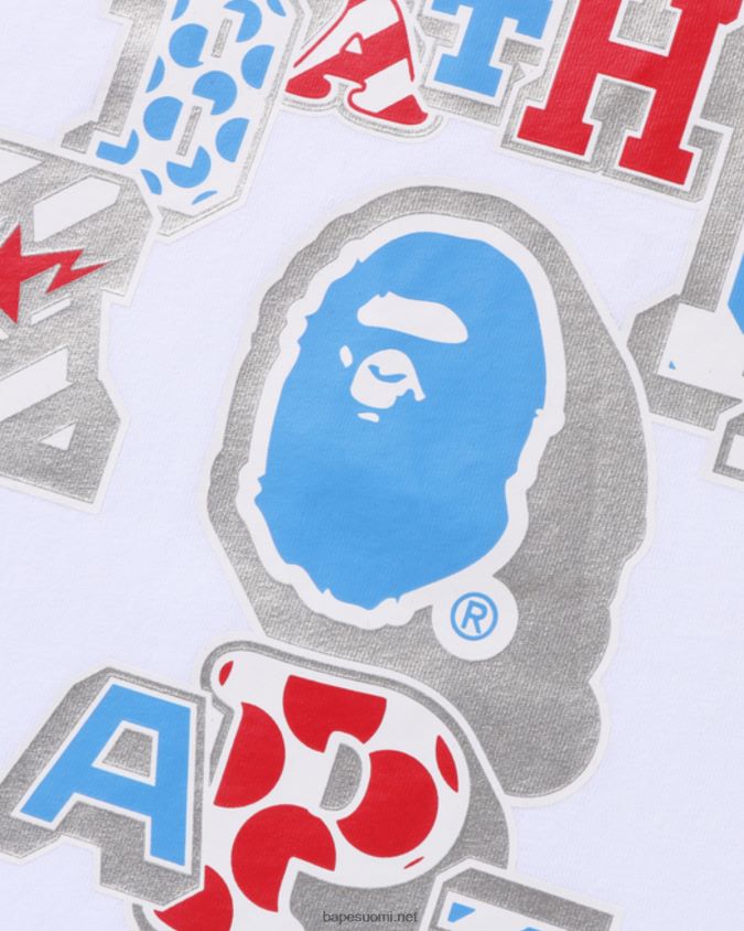 valkoinen naiset A Bathing Ape sekoitus paikkattu college-t-paita 8HT2D81011
