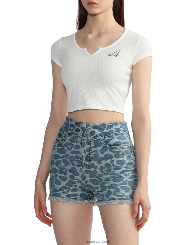 valkoinen naiset A Bathing Ape v-kaula-aukkoinen crop toppi 8HT2D8821