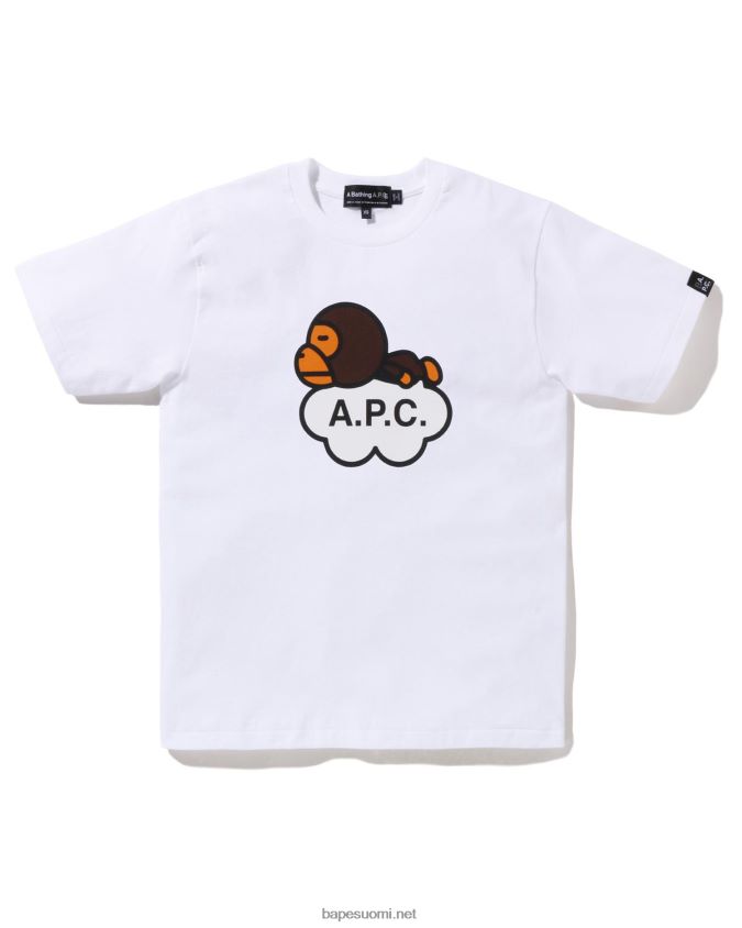 valkoinen naiset A Bathing Ape x a.p.c. milo leveä t-paita 8HT2D8904