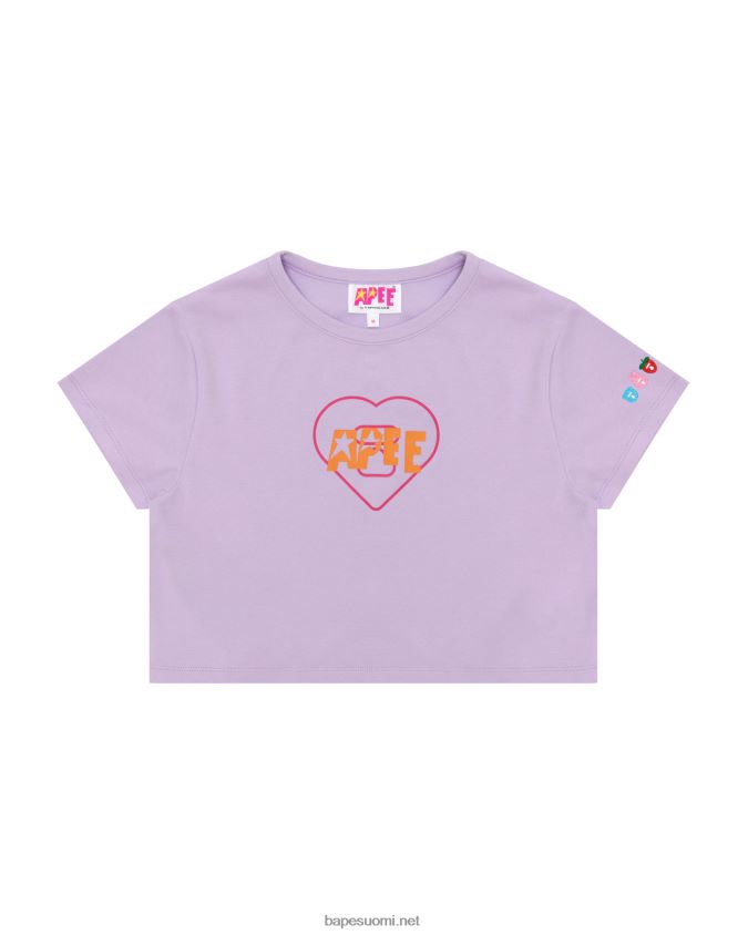 violetti naiset A Bathing Ape logopainattu ohut T-paita 8HT2D81057