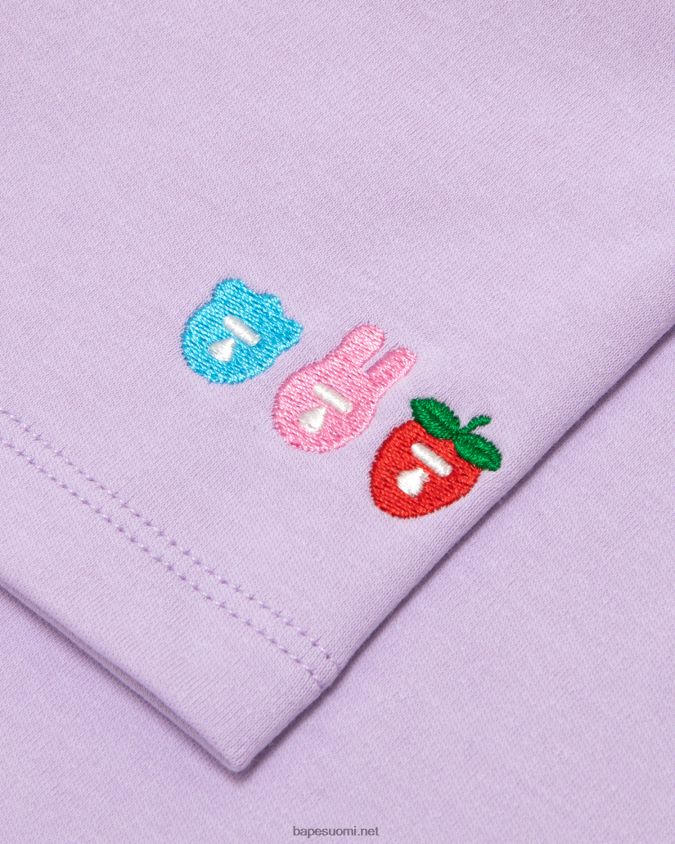 violetti naiset A Bathing Ape logopainattu ohut T-paita 8HT2D81057