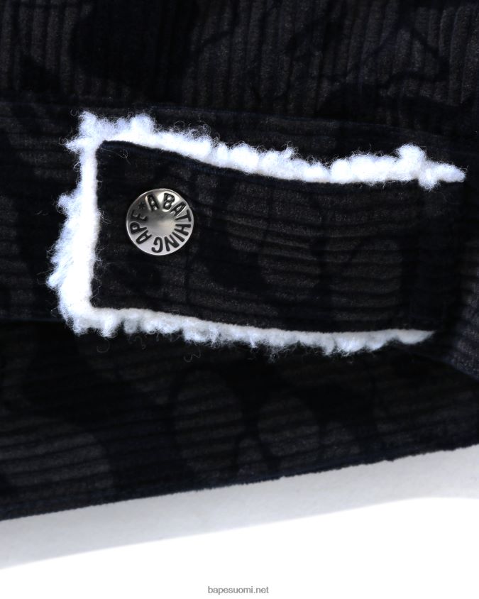 laivastonsininen naiset A Bathing Ape kiinteä camo vakosametti boa ylisuuri takki 8HT2D81027