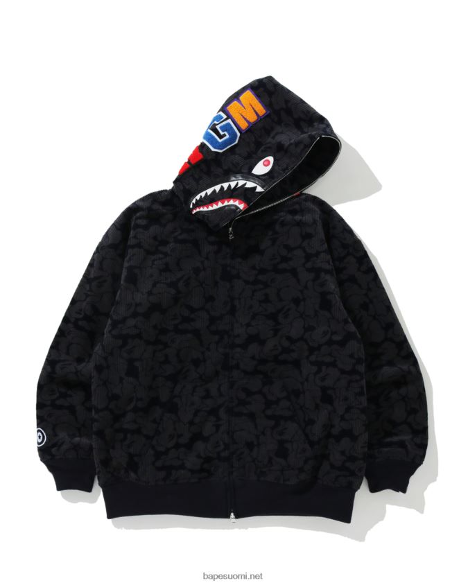 laivastonsininen naiset A Bathing Ape kiinteä camo vakosamettihai täysvetoketjullinen hupullinen takki 8HT2D81025