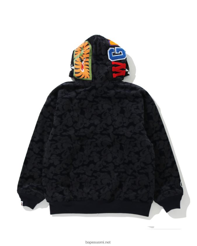 laivastonsininen naiset A Bathing Ape kiinteä camo vakosamettihai täysvetoketjullinen hupullinen takki 8HT2D81025