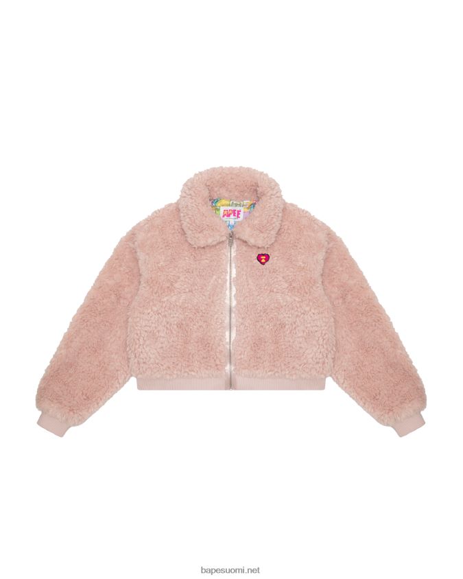 vaaleanpunainen naiset A Bathing Ape tekoturkis takki 8HT2D81054