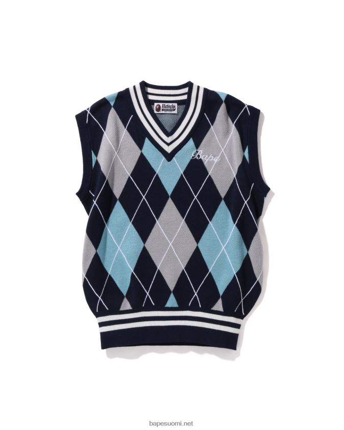 sininen naiset A Bathing Ape kirjonta argyle neulottu liivi 8HT2D81007